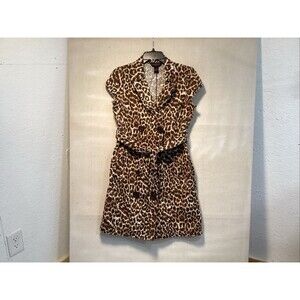 signature by robbie bee dress 12 petite animal print double trench pockets